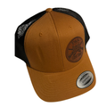 USA 250 Years Leather Patch Trucker Hat – 1776–2026 Anniversary Edition (Tan/Black)
