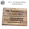 2nd Amendment Engraved Butcher Block Cutting Board – 10" x 14"
