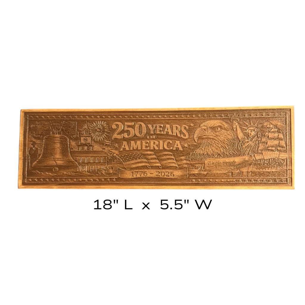 250 Years of America 1776–2026 | Handcrafted Wooden Patriotic Wall Plaque