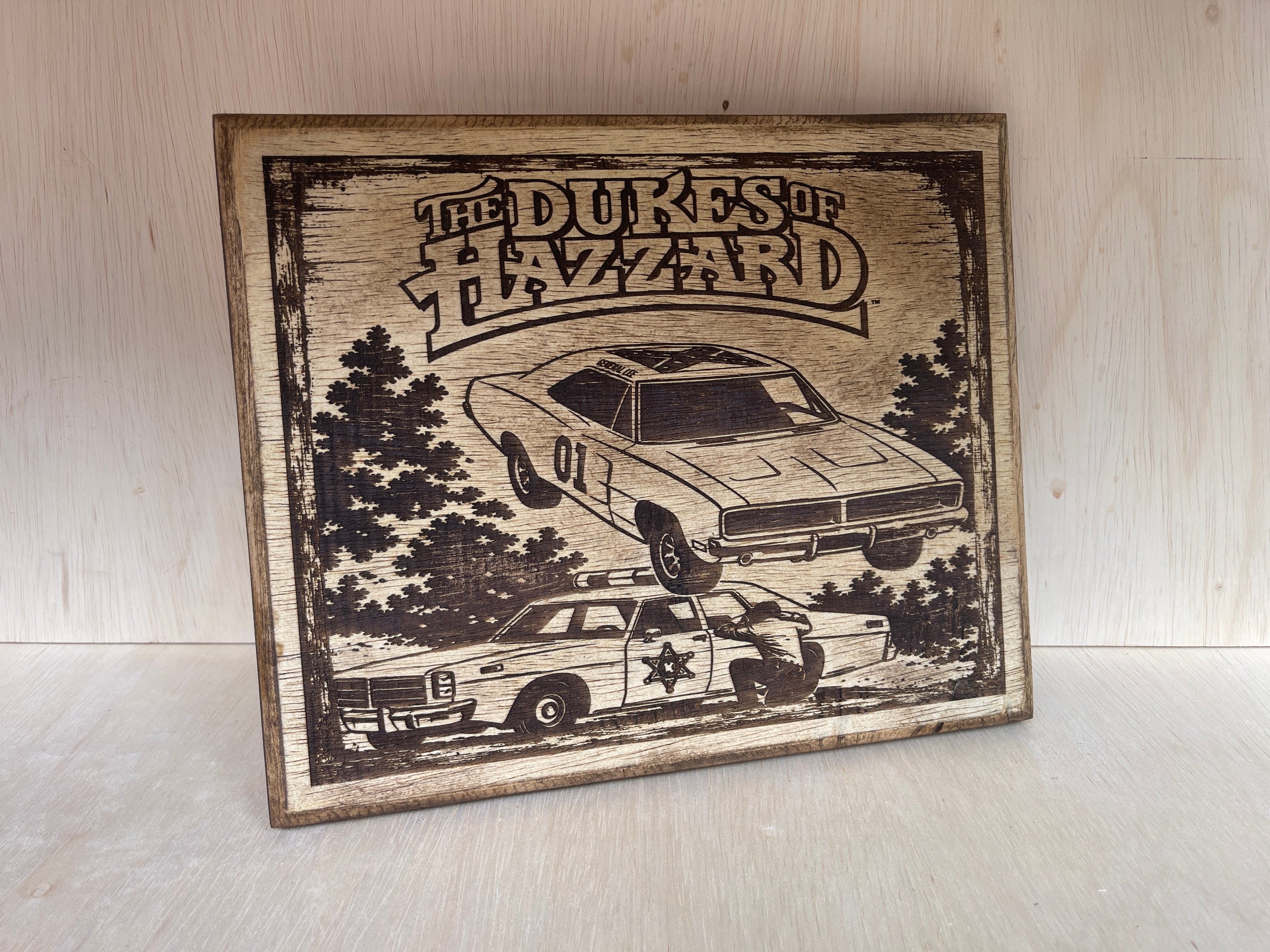 Dukes of Hazzard Wood Engraved Sign