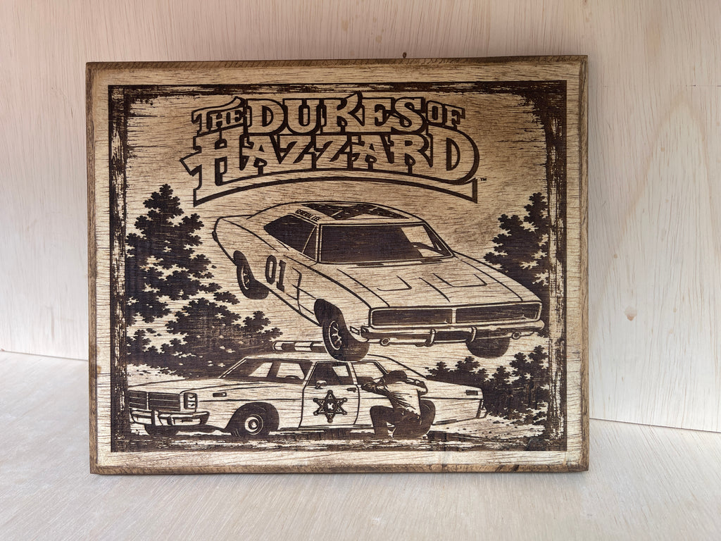 Dukes of Hazzard Wood Engraved Sign