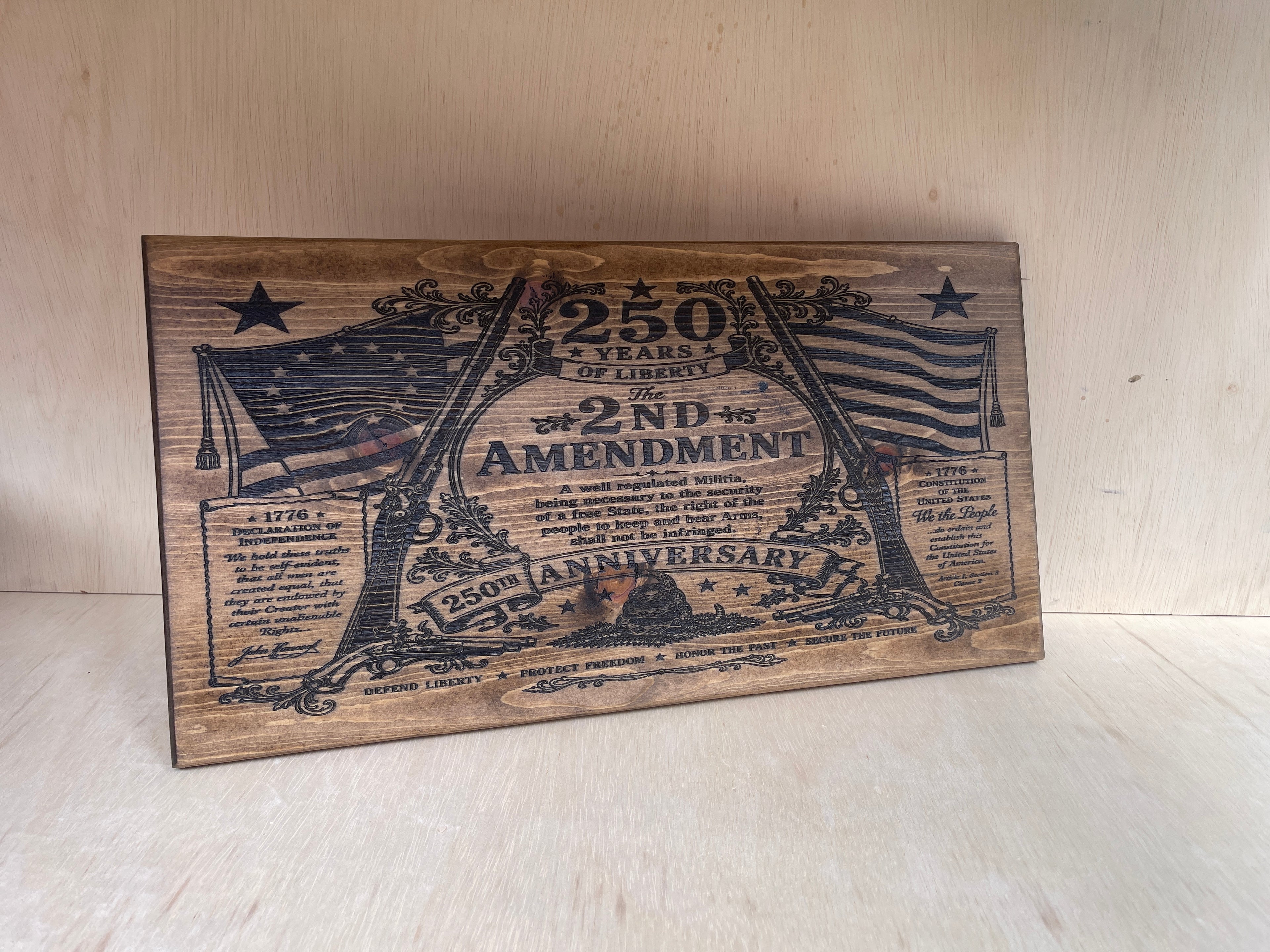 2nd Amendment 250th Anniversary Wooden Sign