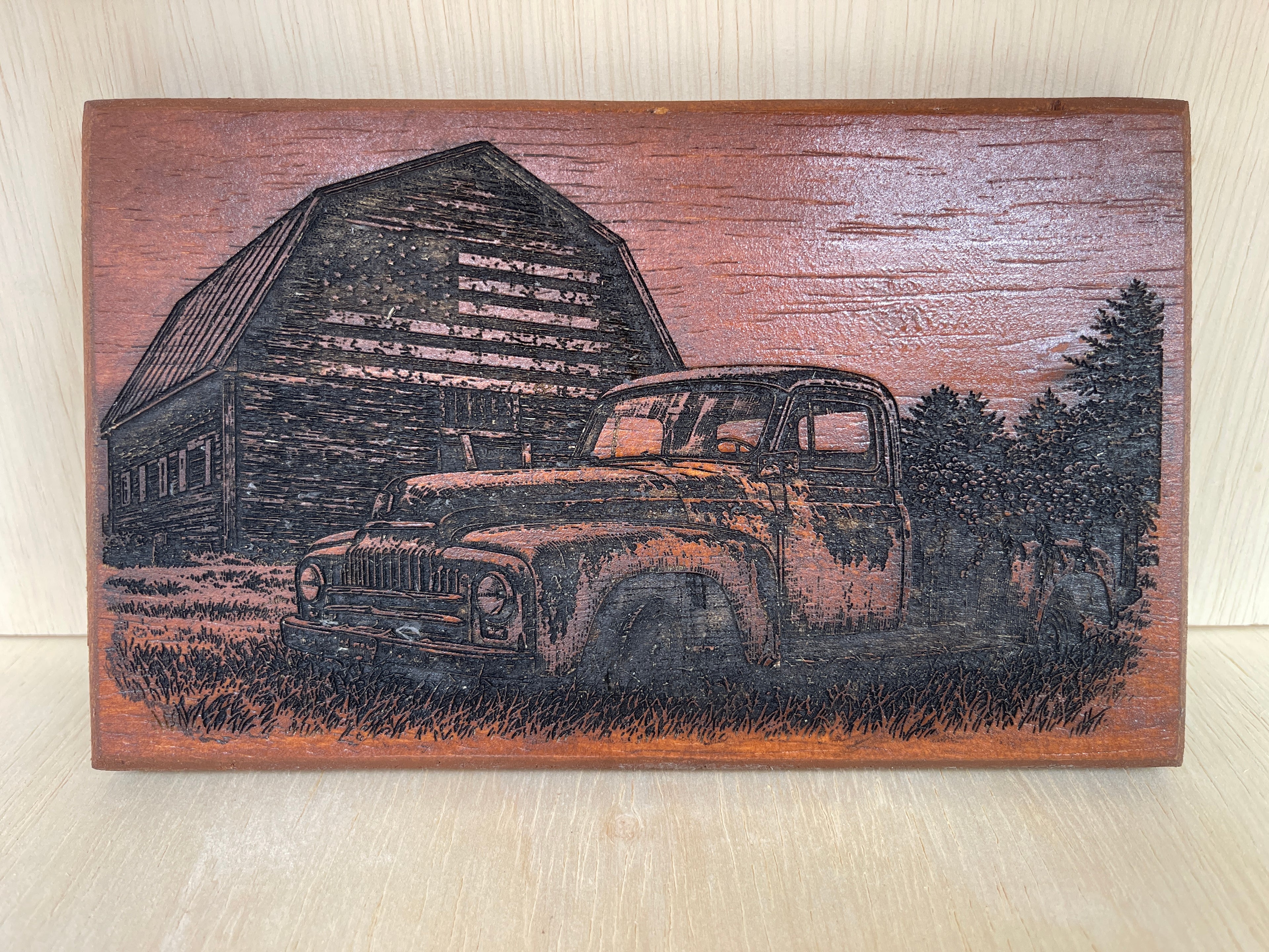 Vintage Farm Truck Wooden Sign