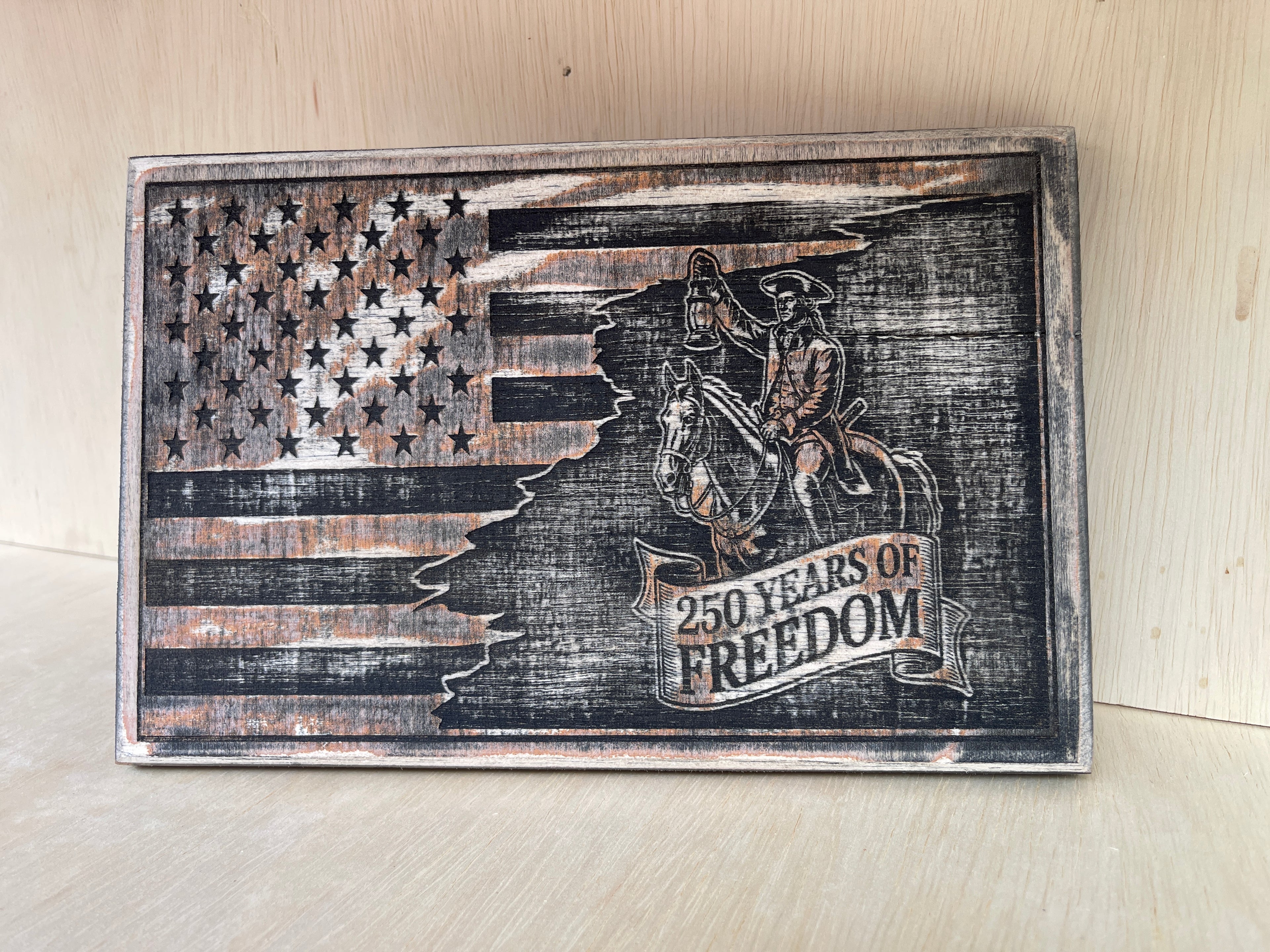 Paul Revere 250 Years of Freedom Wooden Sign
