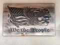 We The People Eagle & American Flag Wooden Sign