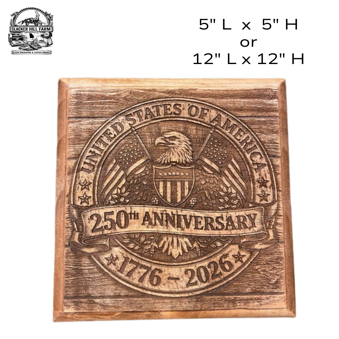 USA 250th Anniversary Eagle Wooden Wall Sign  (5" or 12")