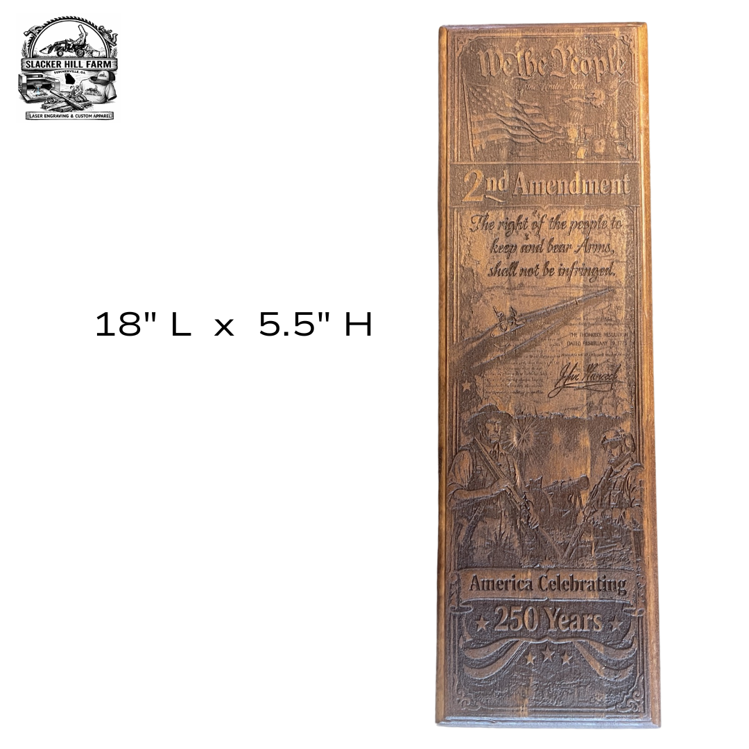 We The People 2nd Amendment Wooden Wall Sign – USA 250 Years Patriotic Laser Engraved Plaque (18" x 5.5")