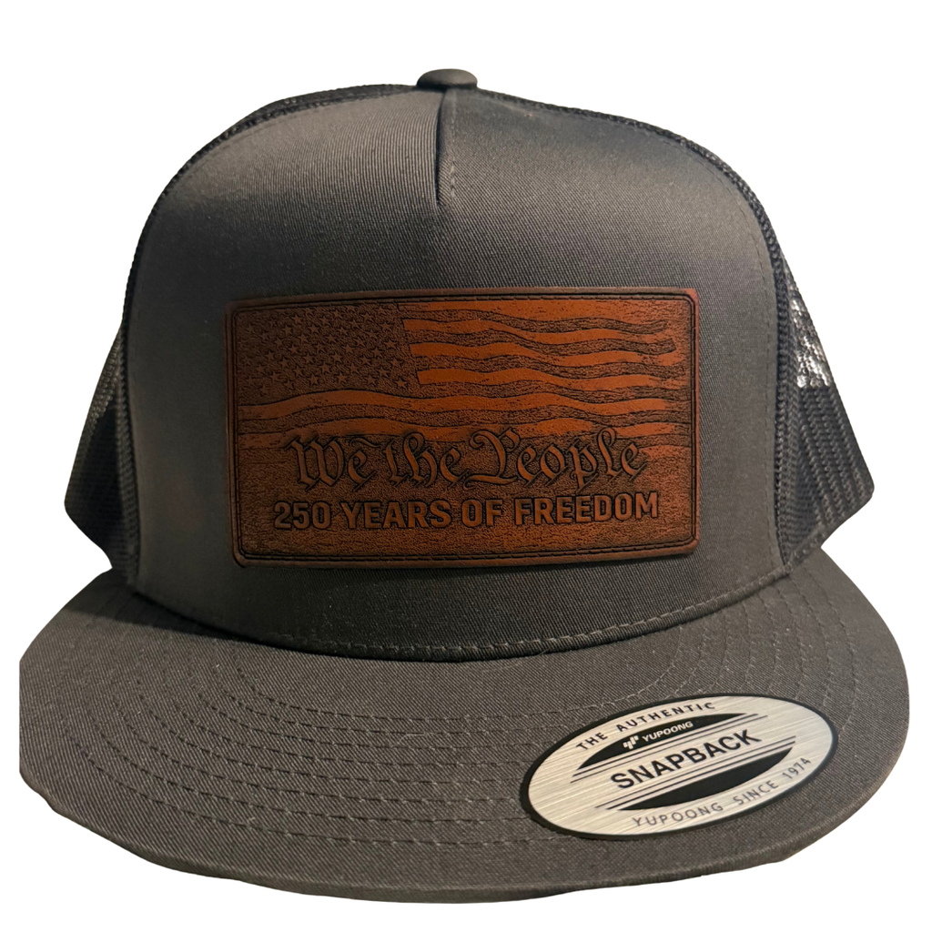 We The People 250 Years Leather Patch Trucker Hat – 250 Years of Freedom Edition